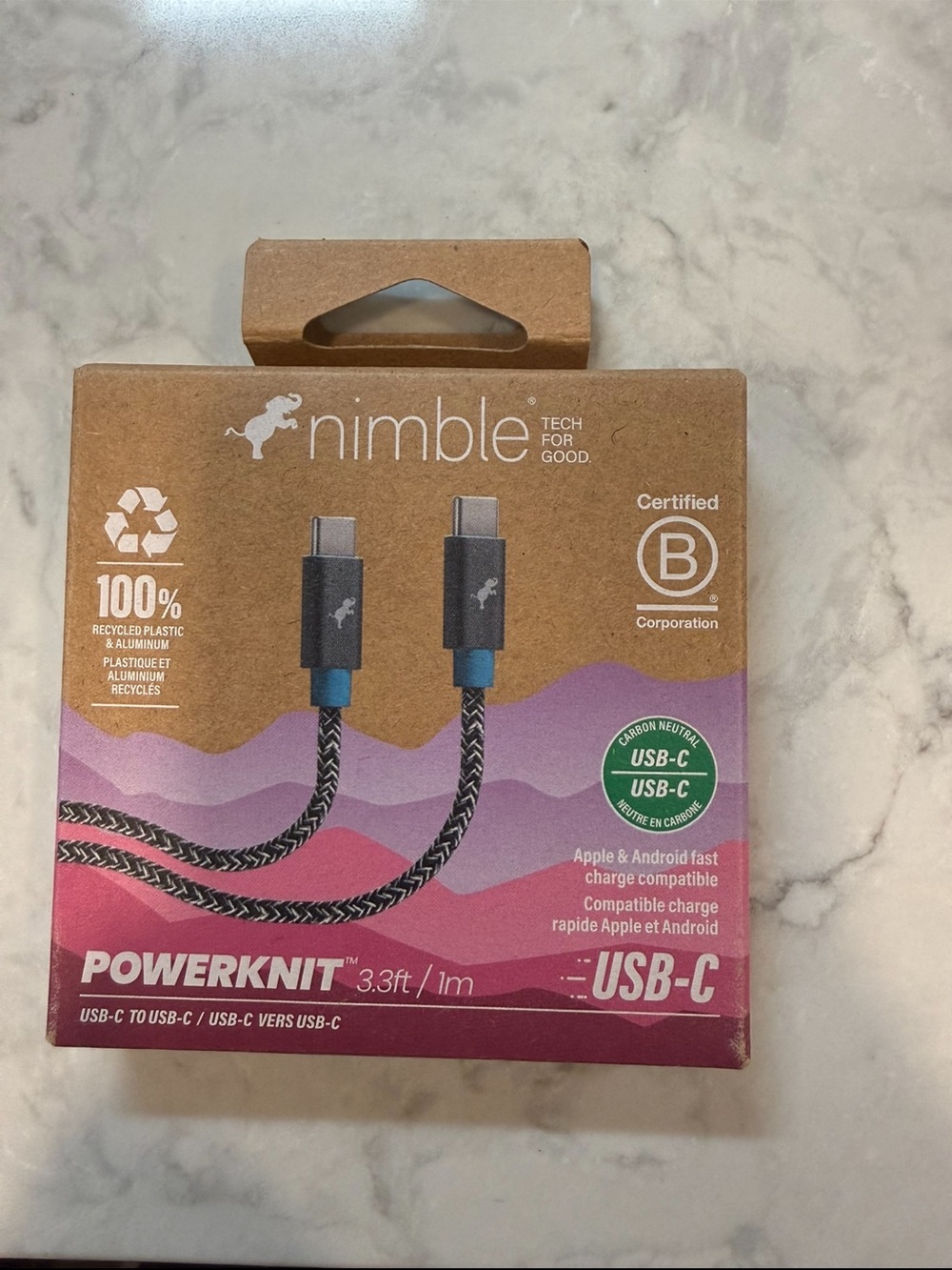 Nimble PowerKnit USB-C to USB-C Cable in Purple